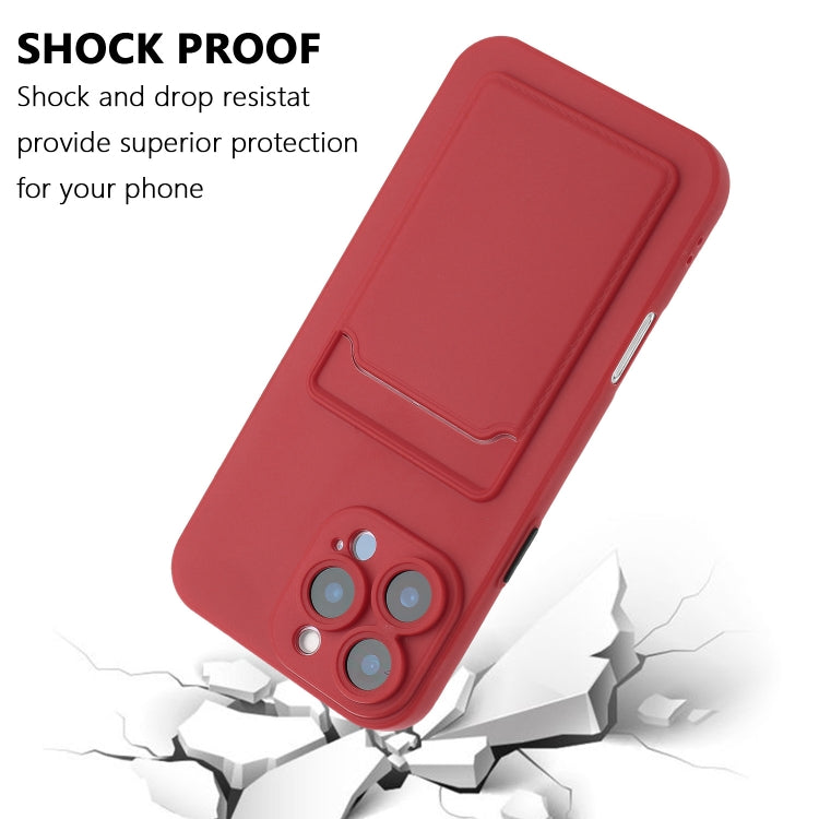 For iPhone 16 Pro Max Skin Feel Card Contrast Color Button TPU Phone Case(Rose Red) - iPhone 16 Pro Max Cases by buy2fix | Online Shopping UK | buy2fix