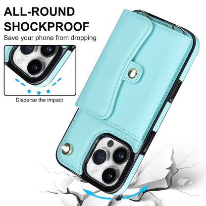 For iPhone 16 Pro Max RFID Card Slot Phone Case with Long Lanyard(Mint Green) - iPhone 16 Pro Max Cases by buy2fix | Online Shopping UK | buy2fix