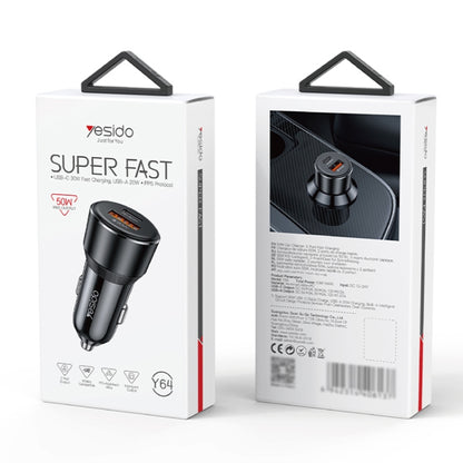 Yesido Y64 PD30W Type-C + QC20W USB Super Fast Car Charger(Black) - Car Charger by Yesido | Online Shopping UK | buy2fix