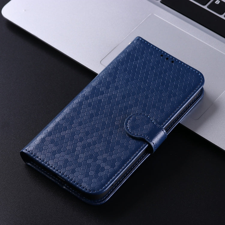 For iPhone 16 Plus Honeycomb Dot Texture Leather Phone Case(Blue) - iPhone 16 Plus Cases by buy2fix | Online Shopping UK | buy2fix