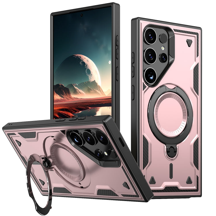 For Samsung Galaxy S25 Ultra 5G PC Hybrid TPU Armor MagSafe Ring Holder Phone Case(Rose Gold) - Galaxy S25 Ultra 5G Cases by buy2fix | Online Shopping UK | buy2fix