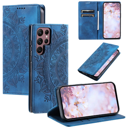 For Samsung Galaxy S25 Ultra 5G Totem Embossed Magnetic Leather Phone Case(Blue) - Galaxy S25 Ultra 5G Cases by buy2fix | Online Shopping UK | buy2fix