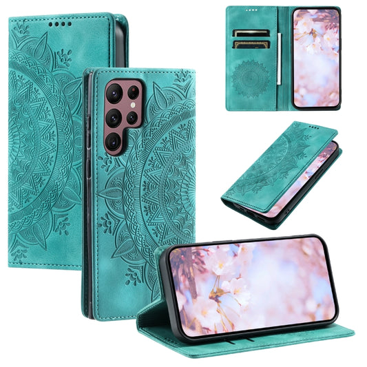 For Samsung Galaxy S25 Ultra 5G Totem Embossed Magnetic Leather Phone Case(Green) - Galaxy S25 Ultra 5G Cases by buy2fix | Online Shopping UK | buy2fix