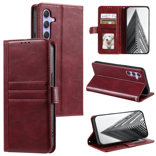 For Samsung Galaxy S25 5G Simple 6-Card Wallet Leather Phone Case(Wine Red) - Galaxy S25 5G Cases by buy2fix | Online Shopping UK | buy2fix