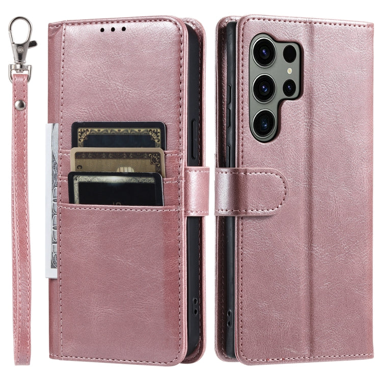 For Samsung Galaxy S25 Ultra 5G Simple 6-Card Wallet Leather Phone Case(Rose Gold) - Galaxy S25 Ultra 5G Cases by buy2fix | Online Shopping UK | buy2fix