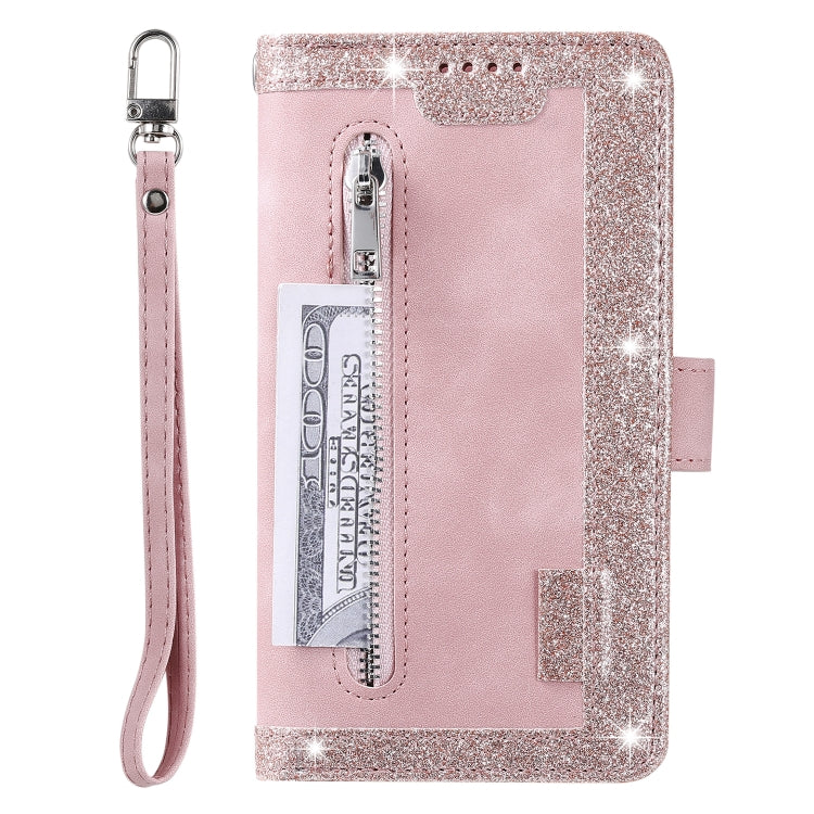 For Samsung Galaxy S25 5G Nine Card Zipper Bag Leather Phone Case with Lanyard(Pink) - Galaxy S25 5G Cases by buy2fix | Online Shopping UK | buy2fix