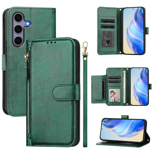 For Samsung Galaxy S25 5G Multi-Card Slots Zipper Wallet Leather Phone Case(Green) - Galaxy S25 5G Cases by buy2fix | Online Shopping UK | buy2fix