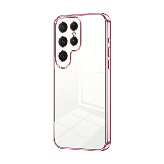 For Samsung Galaxy S25 Ultra 5G Transparent Plating Fine Hole Phone Case(Pink) - Galaxy S25 Ultra 5G Cases by buy2fix | Online Shopping UK | buy2fix