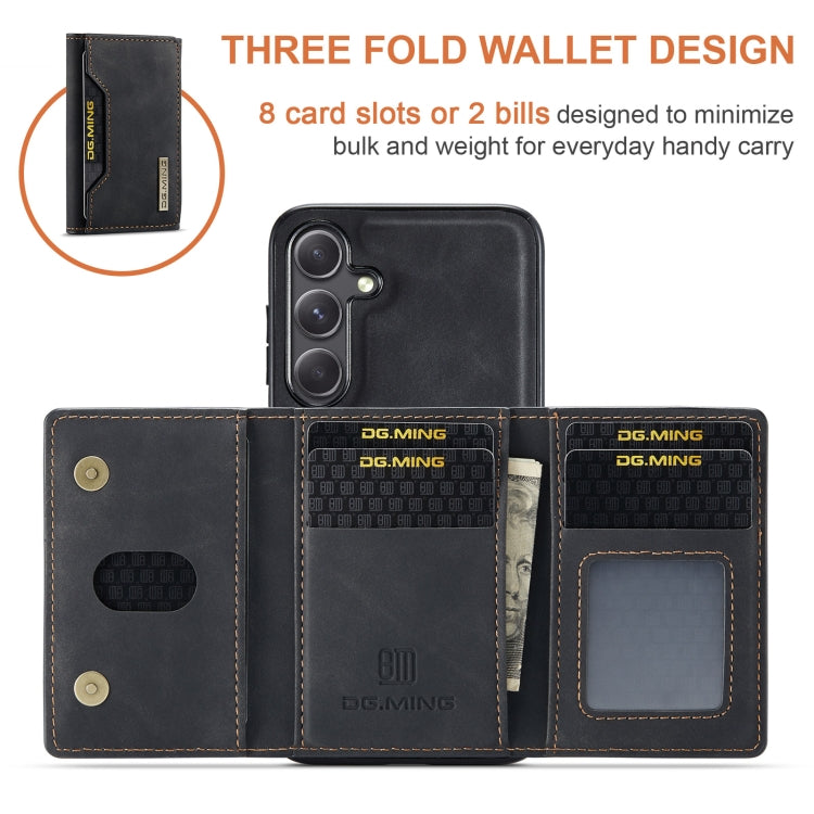 For Samsung Galaxy S24 FE 5G DG.MING M2 Series 3-Fold Multi Card Bag + Magnetic Phone Case(Black) - Galaxy S24 FE 5G Cases by DG.MING | Online Shopping UK | buy2fix