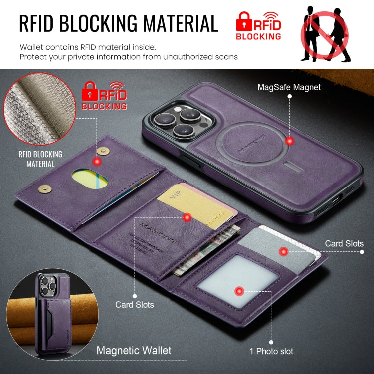 For iPhone 15 Pro Max DG.MING MAGKING-K2 Series MagSafe RFID Card Bag Detachable Phone Case(Purple) - iPhone 15 Pro Max Cases by DG.MING | Online Shopping UK | buy2fix