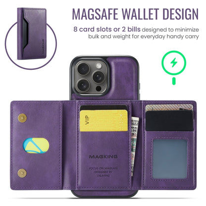 For iPhone 16 Pro Max DG.MING MAGKING-K2 Series MagSafe RFID Card Bag Detachable Phone Case(Purple) - iPhone 16 Pro Max Cases by DG.MING | Online Shopping UK | buy2fix