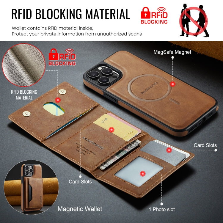 For iPhone 12 Pro Max DG.MING MAGKING-K2 Series MagSafe RFID Card Bag Detachable Phone Case(Brown) - iPhone 12 Pro Max Cases by DG.MING | Online Shopping UK | buy2fix