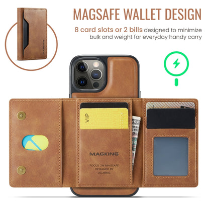 For iPhone 12 Pro Max DG.MING MAGKING-K2 Series MagSafe RFID Card Bag Detachable Phone Case(Brown) - iPhone 12 Pro Max Cases by DG.MING | Online Shopping UK | buy2fix