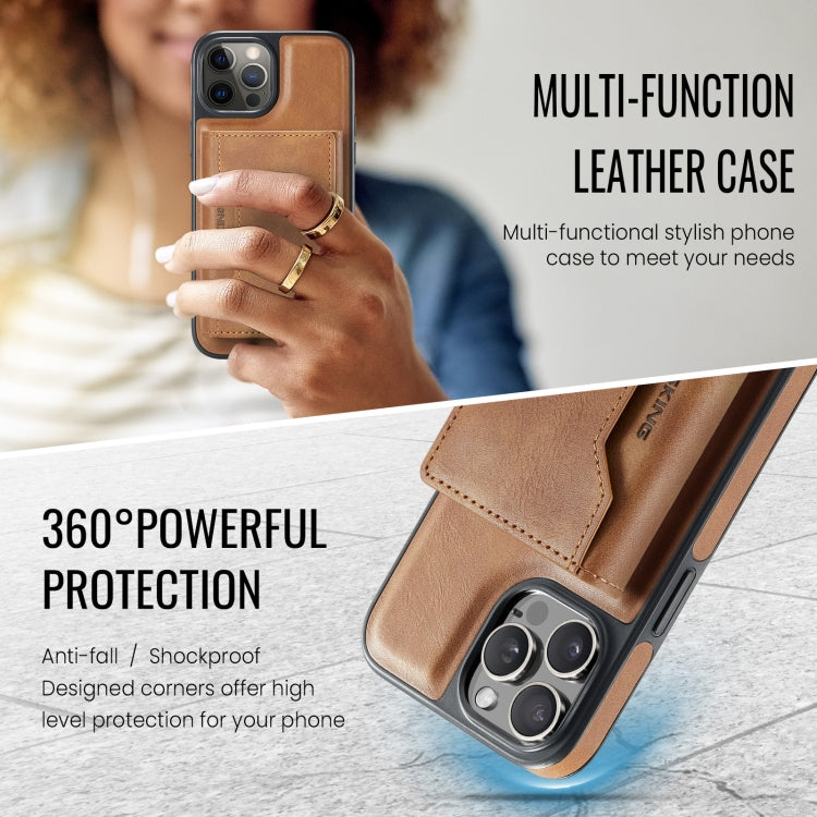 For iPhone 12 Pro Max DG.MING MAGKING-K2 Series MagSafe RFID Card Bag Detachable Phone Case(Brown) - iPhone 12 Pro Max Cases by DG.MING | Online Shopping UK | buy2fix