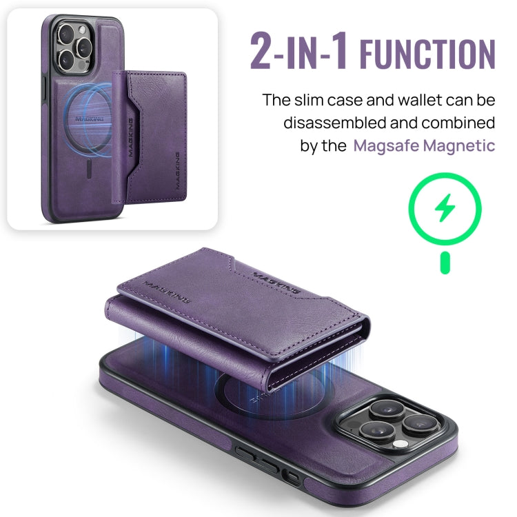 For iPhone 14 Pro DG.MING MAGKING-K2 Series MagSafe RFID Card Bag Detachable Phone Case(Purple) - iPhone 14 Pro Cases by DG.MING | Online Shopping UK | buy2fix