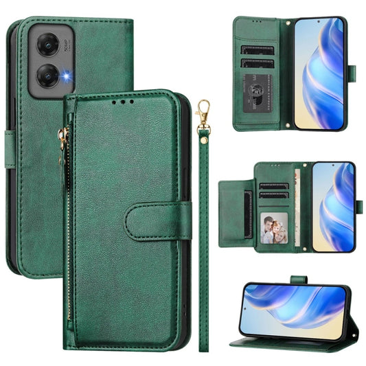 For Motorola Moto G Stylus 5G 2024 Multi-Card Slots Zipper Wallet Leather Phone Case(Green) - Motorola Cases by buy2fix | Online Shopping UK | buy2fix