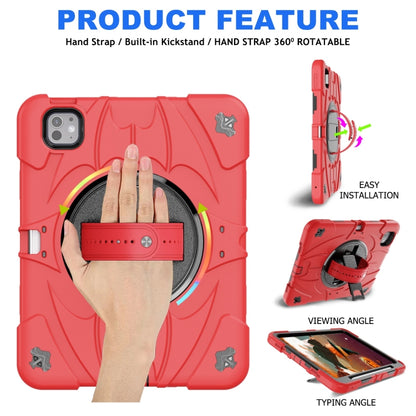 For iPad Pro 11 2024 Bat Hand Grip Turntable Stand Tablet Case(Red Black) - iPad Pro 11 2024 Cases by buy2fix | Online Shopping UK | buy2fix