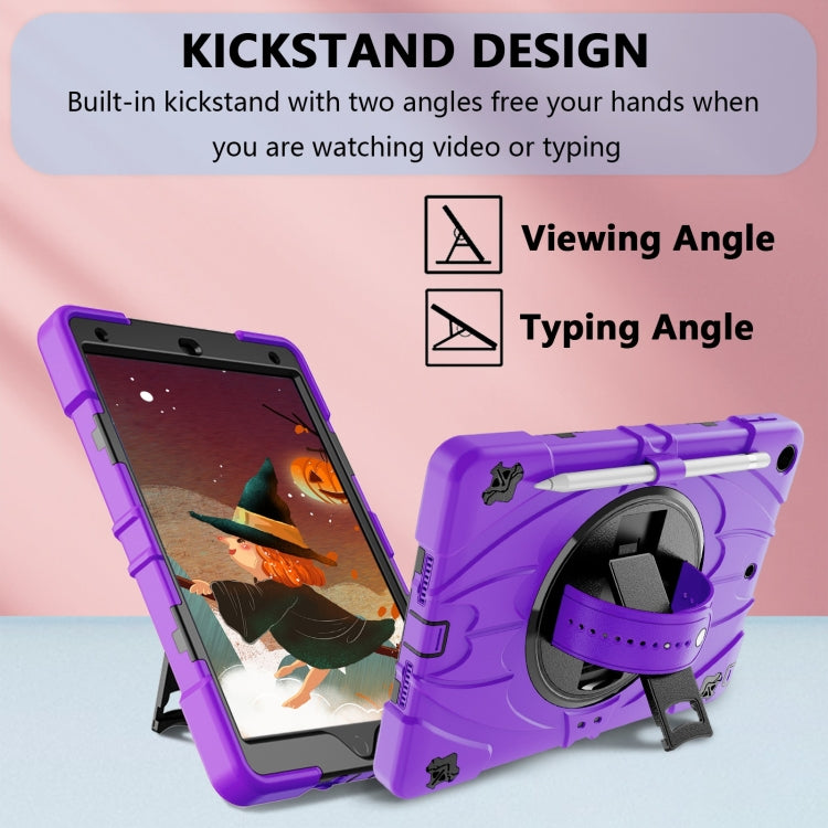 For iPad 10.2 2021 / 2020 / 2019 Bat Hand Grip Turntable Stand Tablet Case(Purple Black) - iPad 10.2 Cases by buy2fix | Online Shopping UK | buy2fix