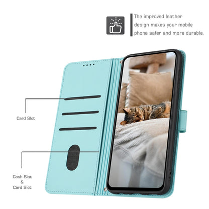 For Samsung Galaxy S25 / S24 5G Embossed Kitten Phone Leather Case with Lanyard(Mint Green) - Galaxy S24 5G Cases by buy2fix | Online Shopping UK | buy2fix