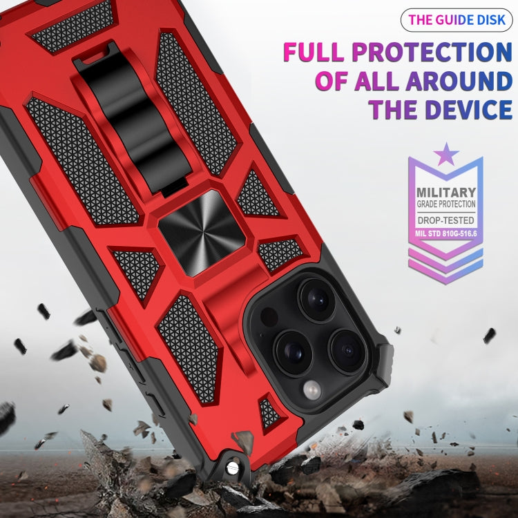 For iPhone 16 Pro Max Armor Shockproof TPU Hybrid PC Magnetic Phone Case with Holder(Red) - iPhone 16 Pro Max Cases by buy2fix | Online Shopping UK | buy2fix