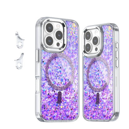 For iPhone 16 Pro Epoxy Glitter MagSafe Magnetic TPU Phone Case(Purple) - iPhone 16 Pro Cases by buy2fix | Online Shopping UK | buy2fix