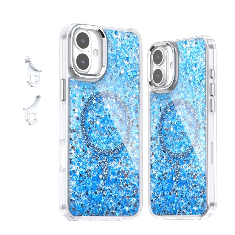 For iPhone 16 Plus Epoxy Glitter MagSafe Magnetic TPU Phone Case(Blue) - iPhone 16 Plus Cases by buy2fix | Online Shopping UK | buy2fix