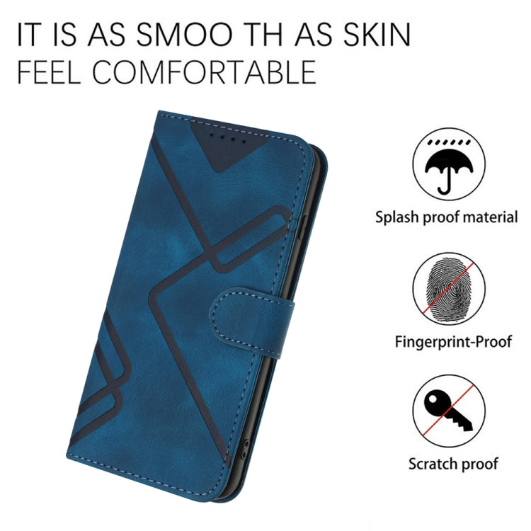 For Samsung Galaxy S25 5G Line Pattern Skin Feel Leather Phone Case(Royal Blue) - Galaxy S25 5G Cases by buy2fix | Online Shopping UK | buy2fix