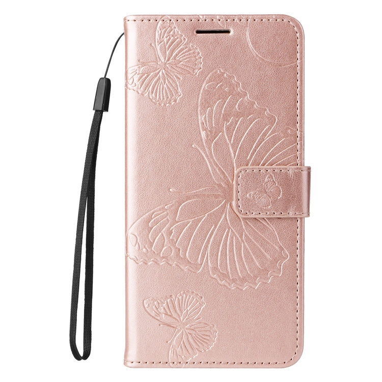 For Samsung Galaxy S25 Ultra 5G 3D Butterfly Embossed Pattern Flip Leather Phone Case(Rose Gold) - Galaxy S25 Ultra 5G Cases by buy2fix | Online Shopping UK | buy2fix