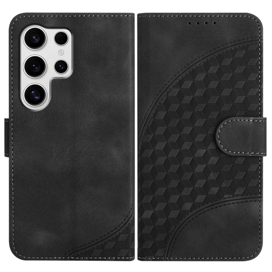 For Samsung Galaxy S25 Ultra 5G YX0060 Elephant Head Embossed Phone Leather Case with Lanyard(Black) - Galaxy S25 Ultra 5G Cases by buy2fix | Online Shopping UK | buy2fix