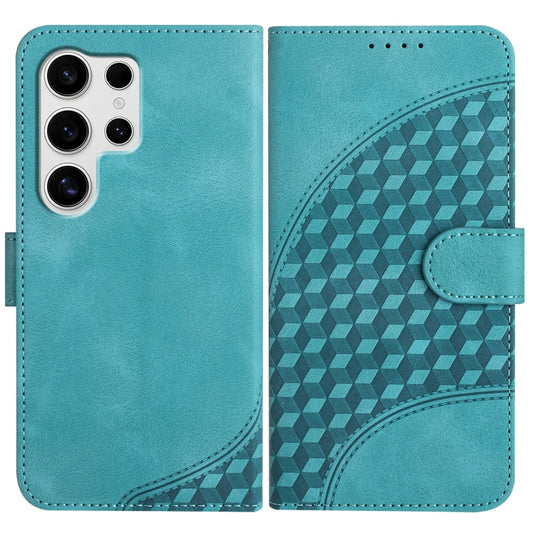 For Samsung Galaxy S25 Ultra 5G YX0060 Elephant Head Embossed Phone Leather Case with Lanyard(Light Blue) - Galaxy S25 Ultra 5G Cases by buy2fix | Online Shopping UK | buy2fix