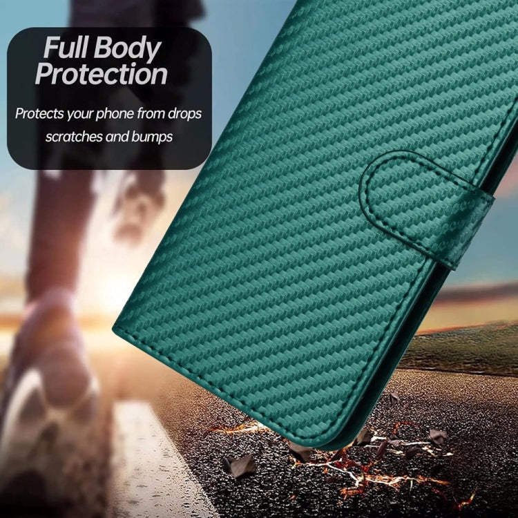 For Samsung Galaxy S25 5G YX0070 Carbon Fiber Buckle Leather Phone Case with Lanyard(Dark Green) - Galaxy S25 5G Cases by buy2fix | Online Shopping UK | buy2fix