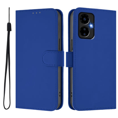 For Boost MobIle Celero 5G 2024 / 3 5G Skin Feel Solid Color Leather Phone Case with Lanyard(Dark Blue) - More Brand by buy2fix | Online Shopping UK | buy2fix