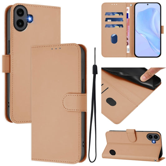 For Nothing CMF Phone 1 Skin Feel Solid Color Leather Phone Case with Lanyard(Nude) - More Brand by buy2fix | Online Shopping UK | buy2fix