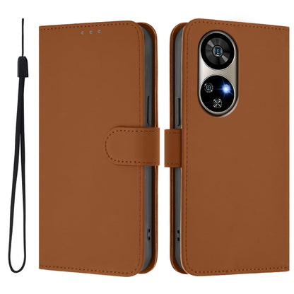 For Ulefone Note 17 Pro Skin Feel Solid Color Leather Phone Case with Lanyard(Brown) - Ulefone Cases by buy2fix | Online Shopping UK | buy2fix