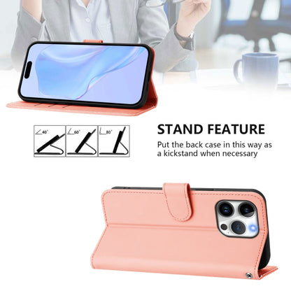 For iPhone 16 Pro Max Skin Feel Solid Color Leather Phone Case with Lanyard(Pink) - iPhone 16 Pro Max Cases by buy2fix | Online Shopping UK | buy2fix