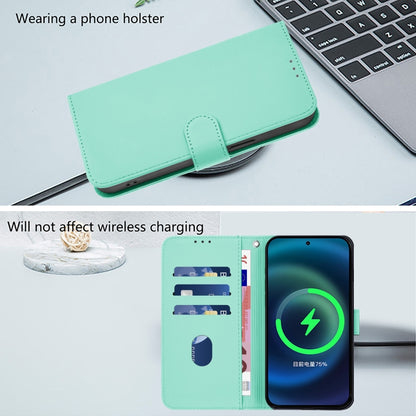 For iPhone 16 Pro Skin Feel Solid Color Leather Phone Case with Lanyard(Mint Green) - iPhone 16 Pro Cases by buy2fix | Online Shopping UK | buy2fix