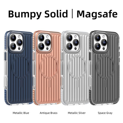 For iPhone 16 Mutural Corrugated Texture Magsafe Magnetic Shockproof Phone Case(Silver) - iPhone 16 Cases by Mutural | Online Shopping UK | buy2fix