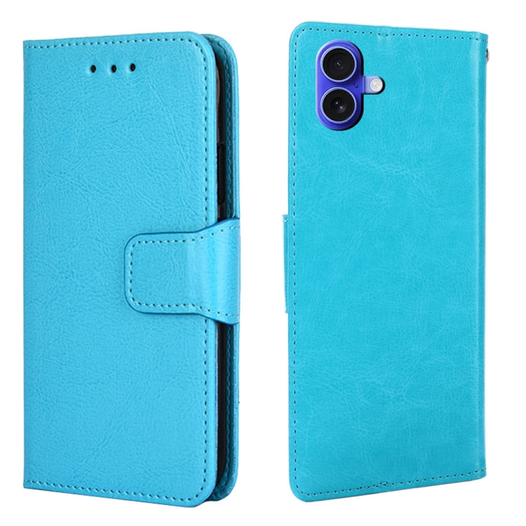 For iPhone 16 Crystal Texture Leather Phone Case(Sky Blue) - iPhone 16 Cases by buy2fix | Online Shopping UK | buy2fix