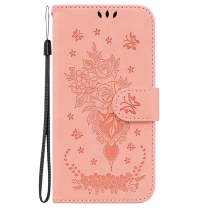 For Samsung Galaxy S25 5G Butterfly Rose Embossed Leather Phone Case(Pink) - Galaxy S25 5G Cases by buy2fix | Online Shopping UK | buy2fix