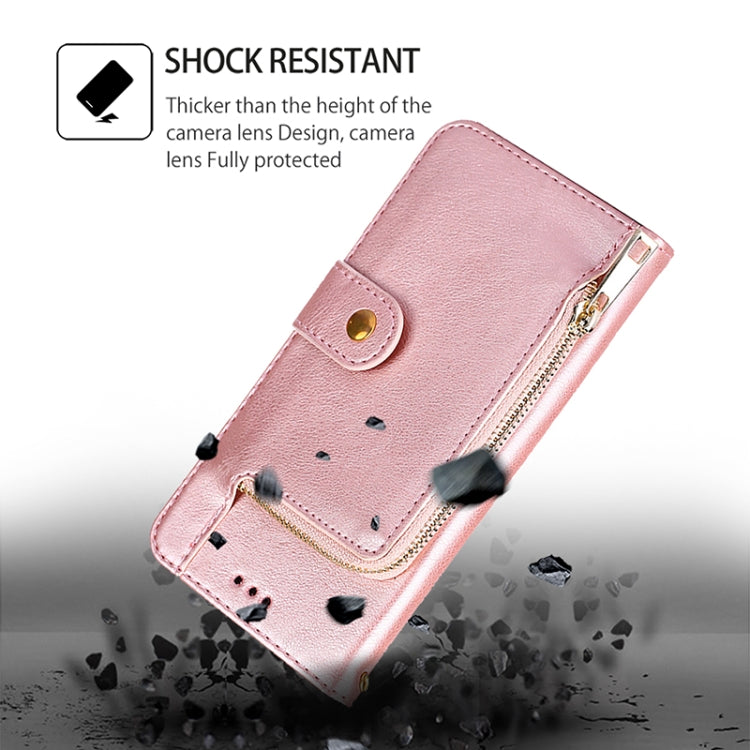 For iPhone 16 Pro Max Zipper Bag Leather Phone Case(Rose Gold) - iPhone 16 Pro Max Cases by buy2fix | Online Shopping UK | buy2fix