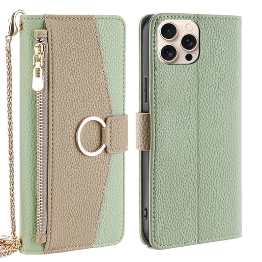 For iPhone 16 Pro Crossbody Litchi Texture Leather Phone Case(Green) - iPhone 16 Pro Cases by buy2fix | Online Shopping UK | buy2fix