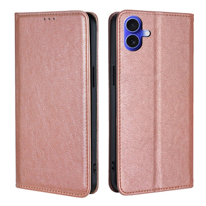 For iPhone 16 Gloss Oil Solid Color Magnetic Leather Phone Case(Rose Gold) - iPhone 16 Cases by buy2fix | Online Shopping UK | buy2fix