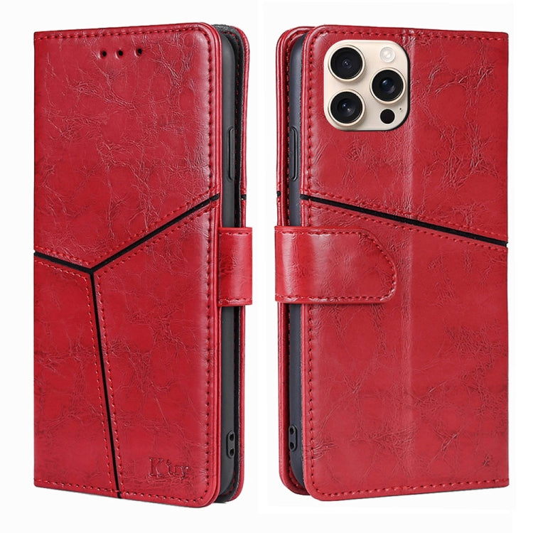 For iPhone 16 Pro Max Geometric Stitching Leather Phone Case(Red) - iPhone 16 Pro Max Cases by buy2fix | Online Shopping UK | buy2fix