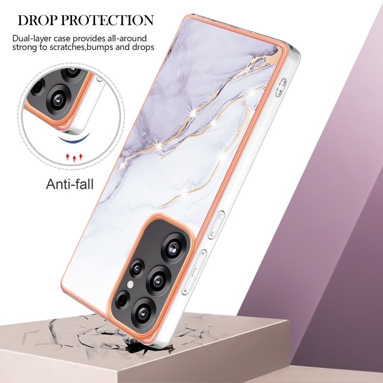 For Samsung Galaxy S25 Ultra 5G Electroplating Marble Pattern Dual-side IMD TPU Shockproof Phone Case(White 006) - Galaxy S25 Ultra 5G Cases by buy2fix | Online Shopping UK | buy2fix