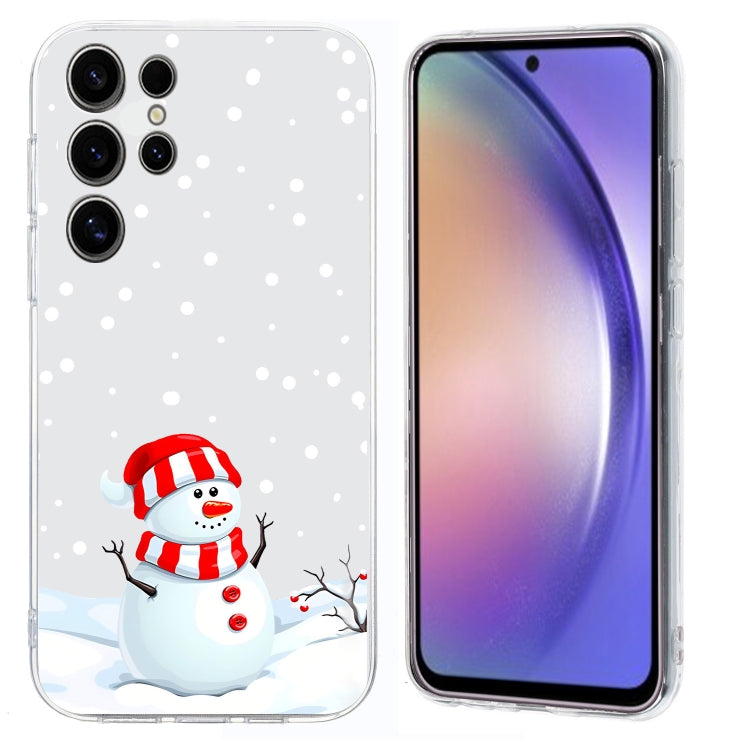 For Samsung Galaxy S25 Ultra 5G Christmas Painted Pattern TPU Transparent Phone Case(Snowman) - Galaxy S25 Ultra 5G Cases by buy2fix | Online Shopping UK | buy2fix