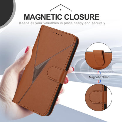 For Samsung Galaxy S25+ 5G Triangle Pattern Buckle Clasp Leather Phone Case(Brown) - Galaxy S25+ 5G Cases by buy2fix | Online Shopping UK | buy2fix