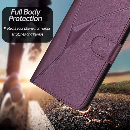 For Samsung Galaxy S25 Ultra 5G Triangle Pattern Buckle Clasp Leather Phone Case(Dark Purple) - Galaxy S25 Ultra 5G Cases by buy2fix | Online Shopping UK | buy2fix