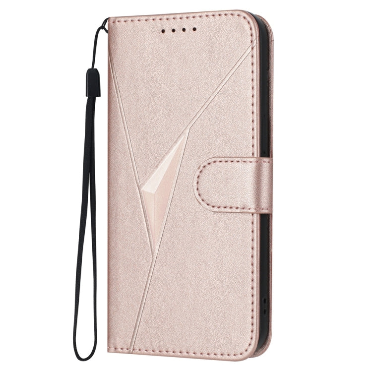 For Samsung Galaxy S25 Ultra 5G Triangle Pattern Buckle Clasp Leather Phone Case(Rose Gold) - Galaxy S25 Ultra 5G Cases by buy2fix | Online Shopping UK | buy2fix