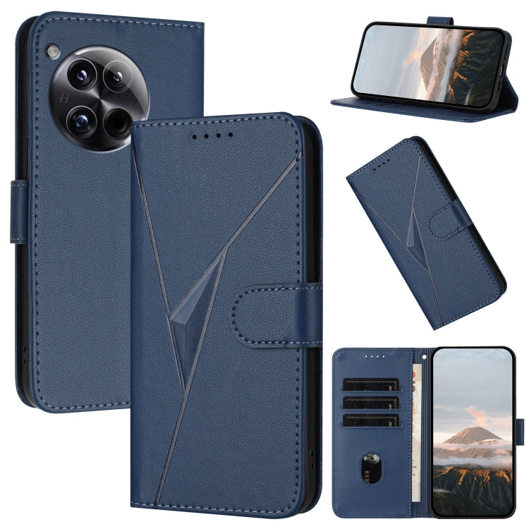 For OnePlus 12 Triangle Pattern Buckle Clasp Leather Phone Case(Royal Blue) - OnePlus Cases by buy2fix | Online Shopping UK | buy2fix