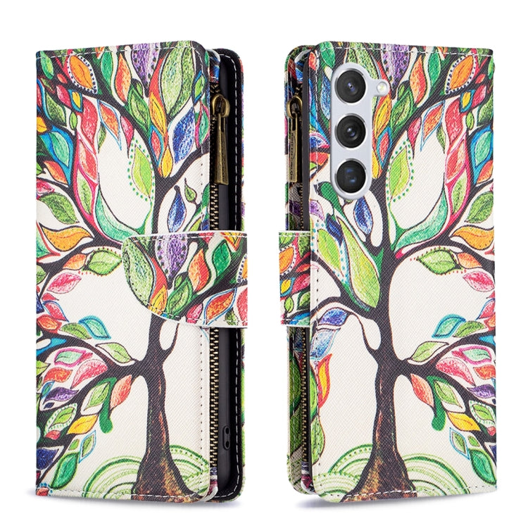 For Samsung Galaxy S25 5G Colored Drawing Pattern Zipper Leather Phone Case(Big Tree) - Galaxy S25 5G Cases by buy2fix | Online Shopping UK | buy2fix